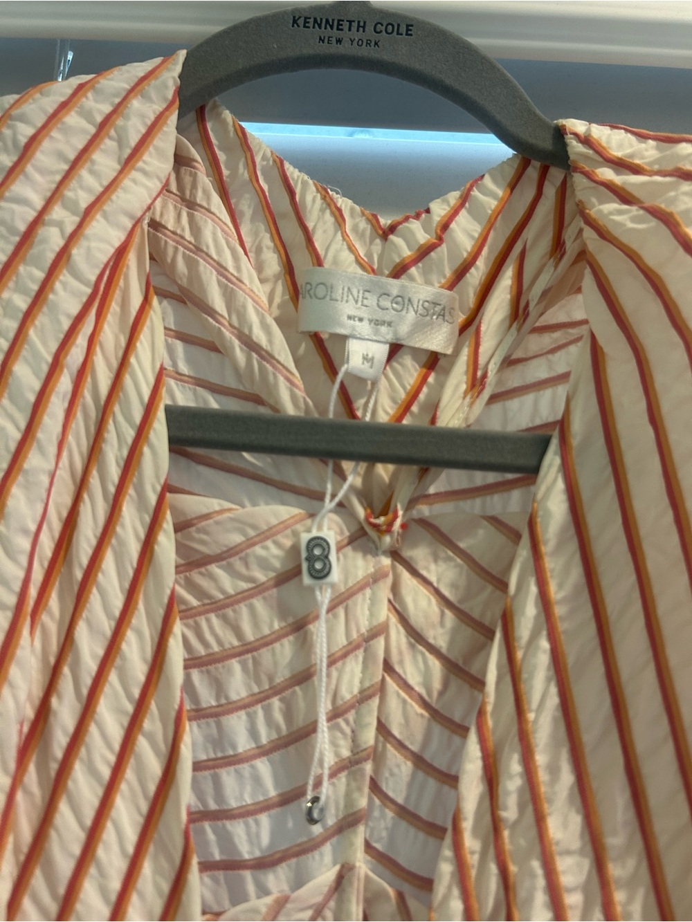 Caroline Constas Striped Silk Blend Mini Dress Cape Sleeve Resort Dress Medium - Picture 4 of 7